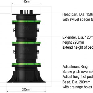 RAISED FLOOR SYSTEM HEIGHT 370 – 550MM