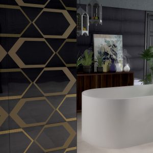 DOLCE AMARO POLIGONI BLACK POISON WALL ACCENT SET 2 25X60