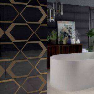 DOLCE AMARO POLIGONI BLACK POISON WALL ACCENT SET 2 25X60