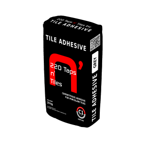 TAPS N TILES- TILE ADHESIVE, GREY 25KGS/BAG